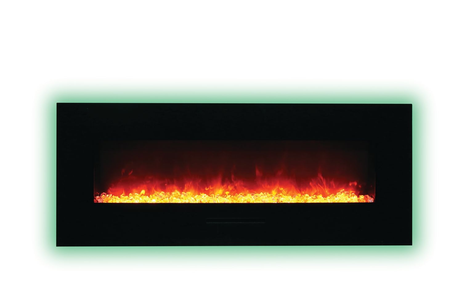 WM-FM 48" Flush Mount Electric Fireplace w/Black Glass Surround & Log Set
