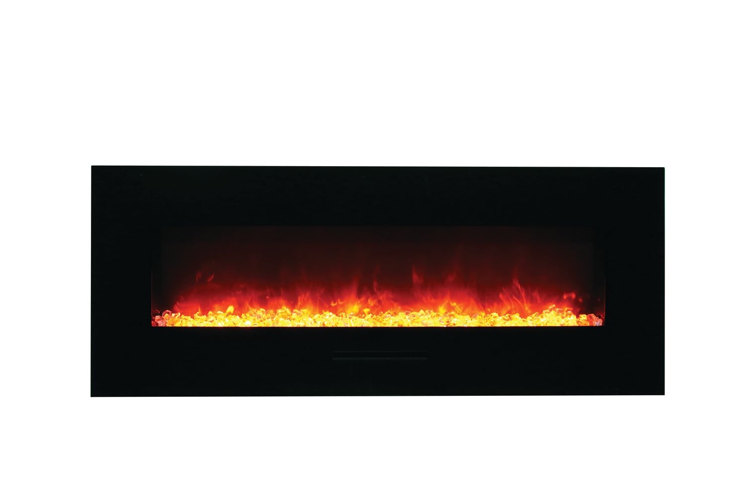WM-FM 48" Flush Mount Electric Fireplace w/Black Glass Surround & Log Set