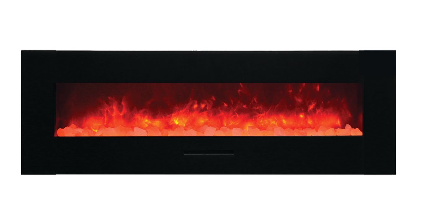 WM-FM Flush Mount Electric Fireplace w/Black Glass Surround