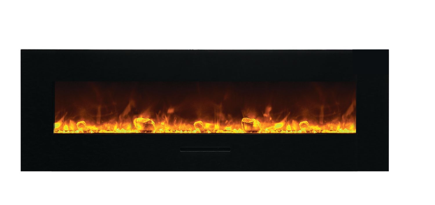 WM-FM Flush Mount Electric Fireplace w/Black Glass Surround