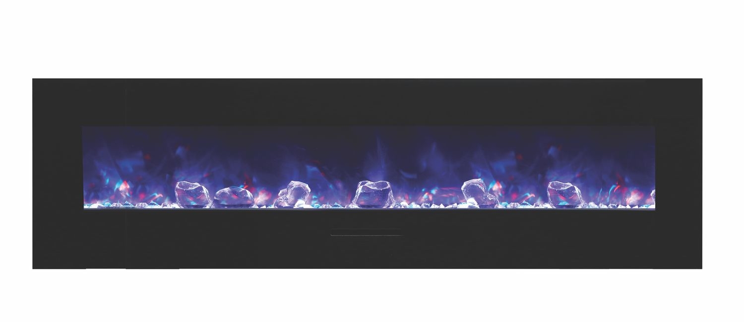 WM-FM Flush Mount Electric Fireplace w/Black Glass Surround