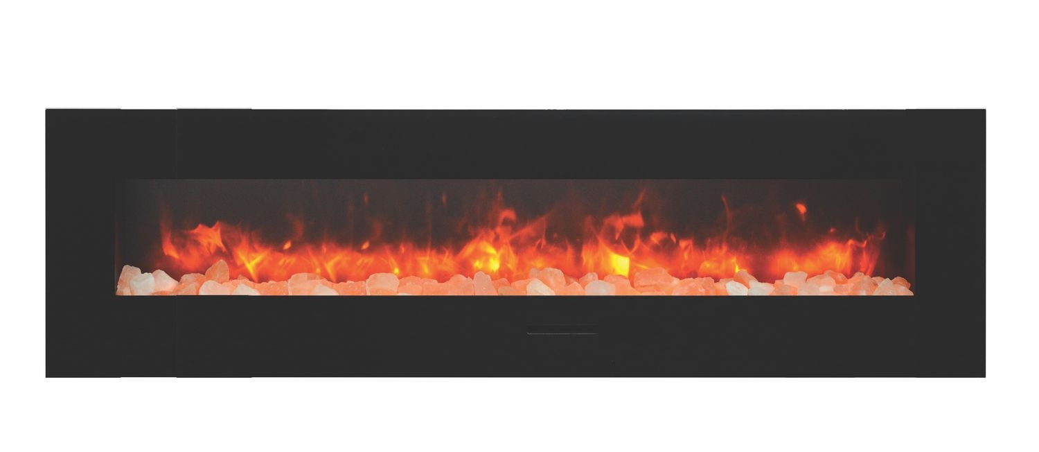 WM-FM Flush Mount Electric Fireplace w/Black Glass Surround