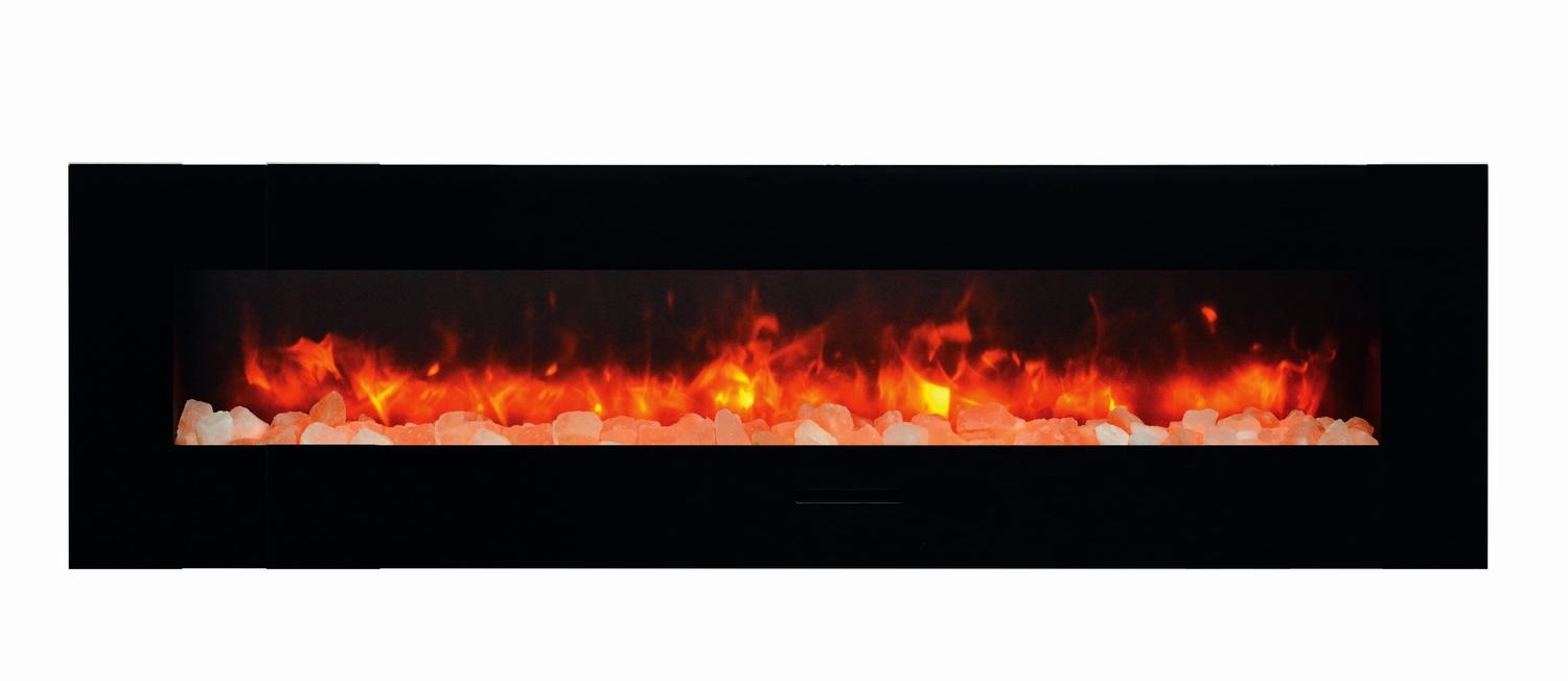 WM-FM 72" Flush Mount Electric Fireplace w/ Black Glass Surround & Log Set