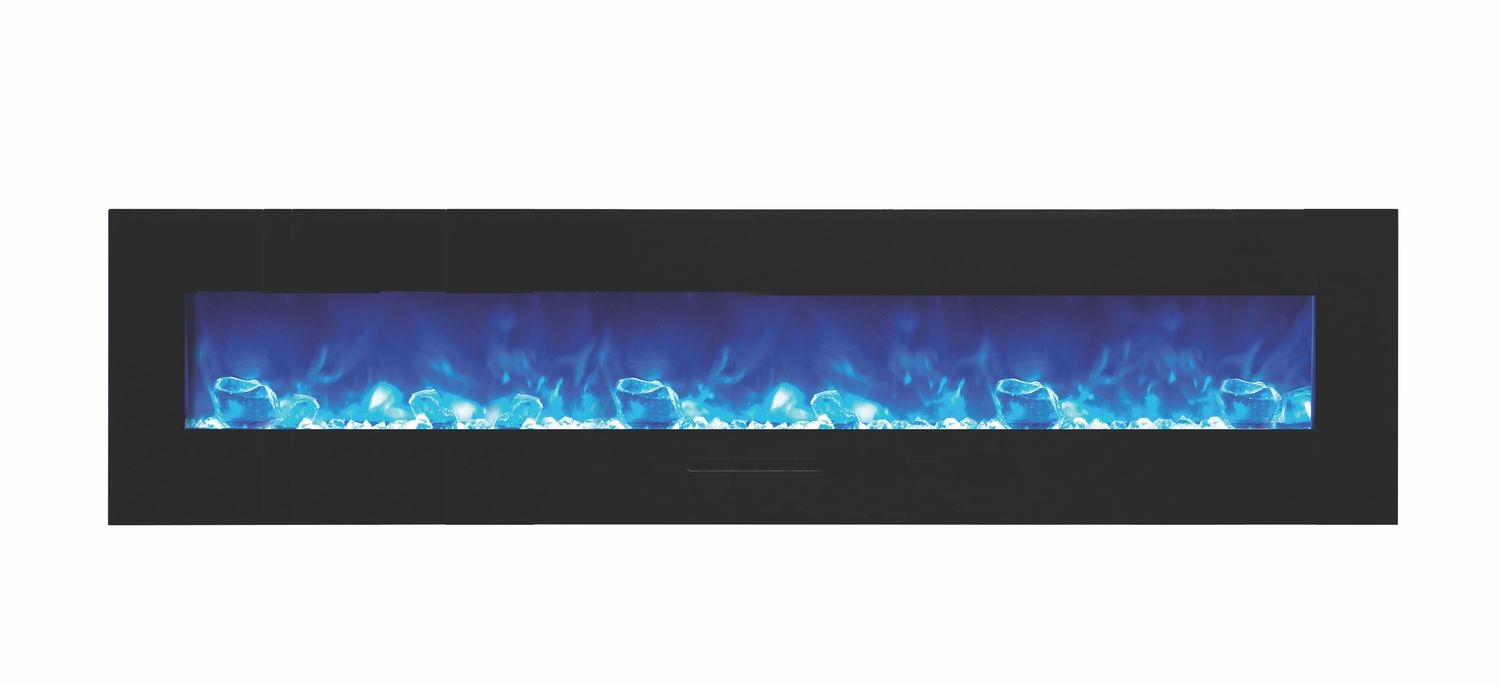 WM-FM Flush Mount Electric Fireplace w/Black Glass Surround