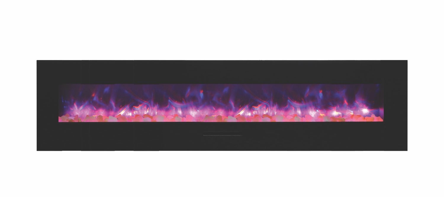 WM-FM Flush Mount Electric Fireplace w/Black Glass Surround