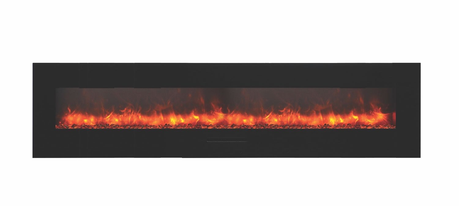 WM-FM Flush Mount Electric Fireplace w/Black Glass Surround