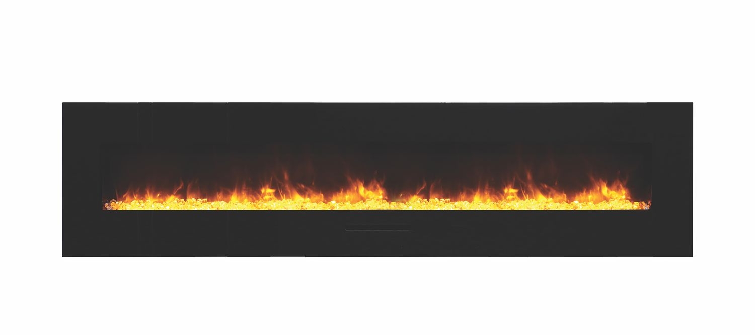 WM-FM Flush Mount Electric Fireplace w/Black Glass Surround