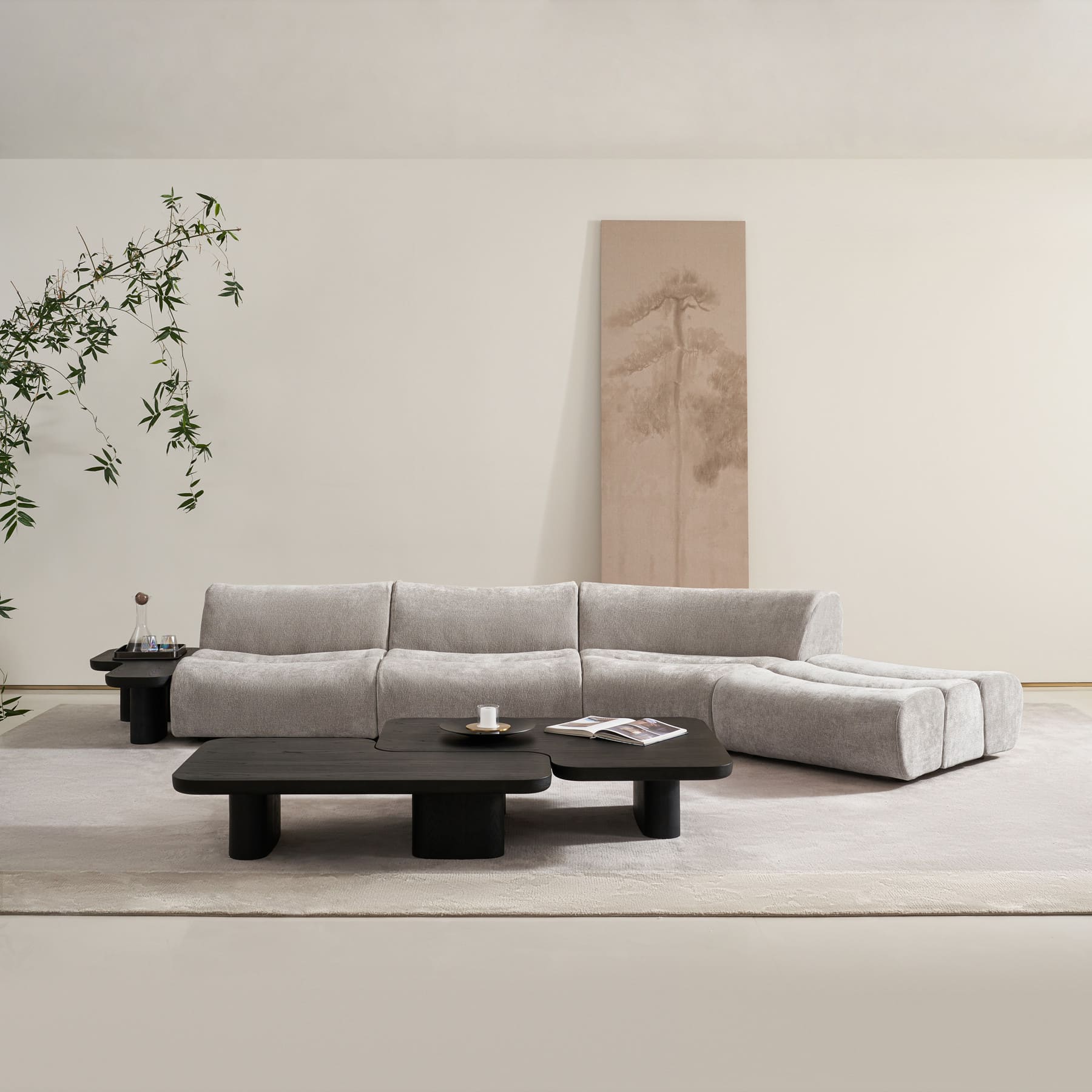 Wonda Curved Fabric Modular Sectional with Chaise
