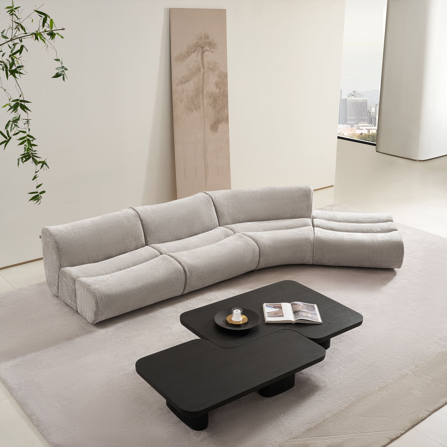 Wonda Curved Fabric Modular Sectional with Chaise