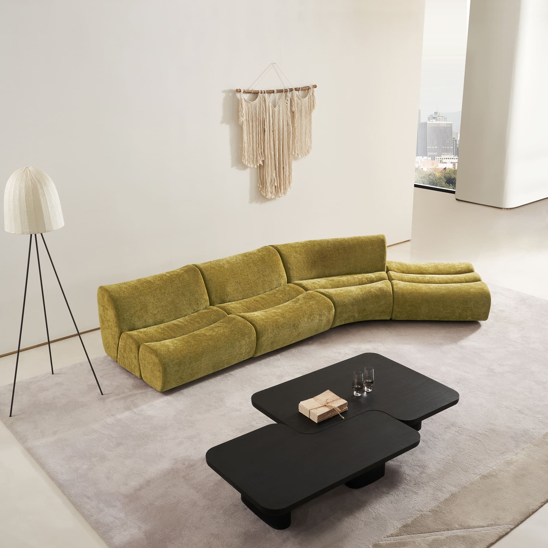 Wonda Curved Fabric Modular Sectional with Chaise