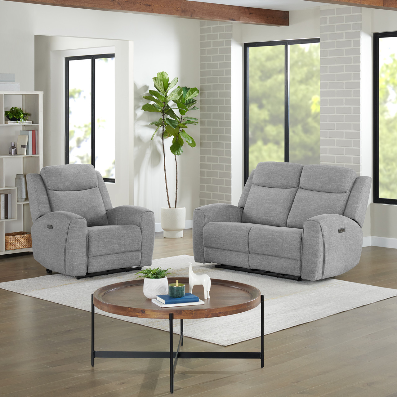 Wonder Fabric Power Reclining Loveseat