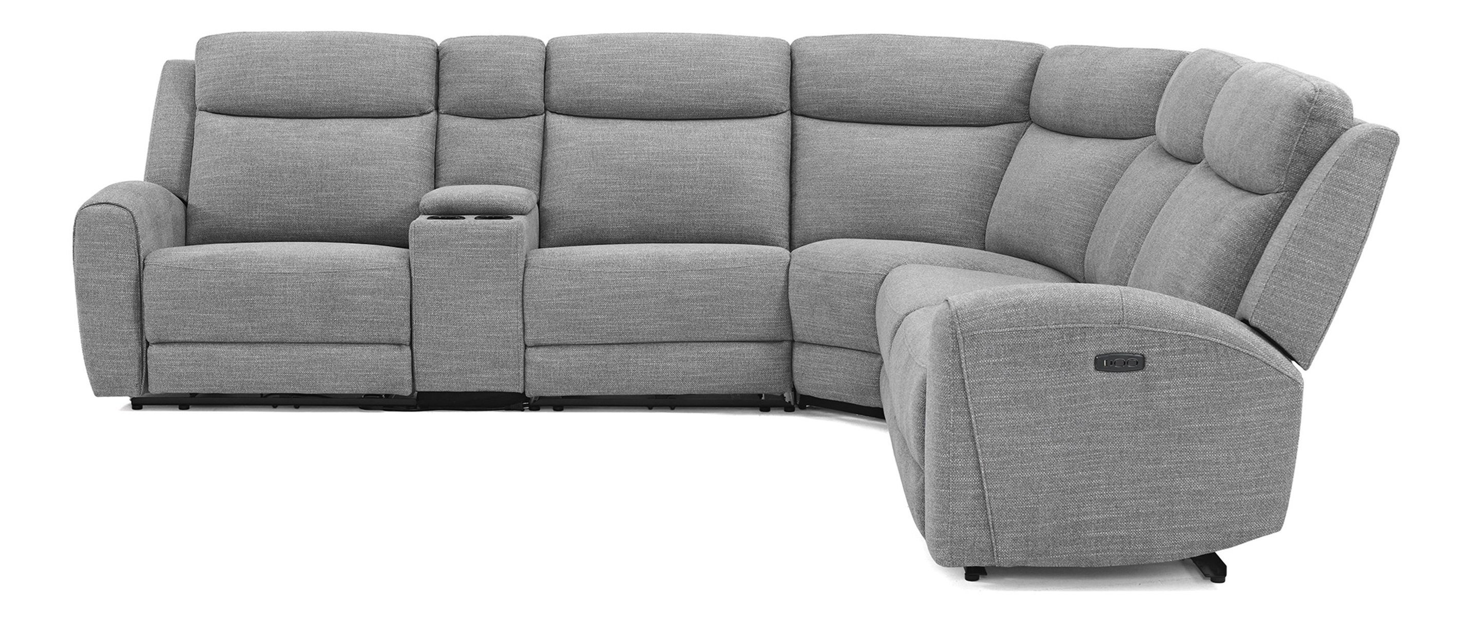 Wonder Fabric L-Shape Sectional Sofa with Power Recliners & Storage Console
