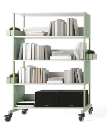 Worklab Mobile Shelving Unit w/4 Fixed Shelves & Semiopen Back