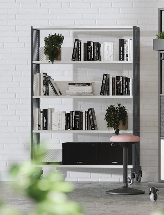 Worklab Mobile Shelving Unit w/4 Fixed Shelves & Semiopen Back