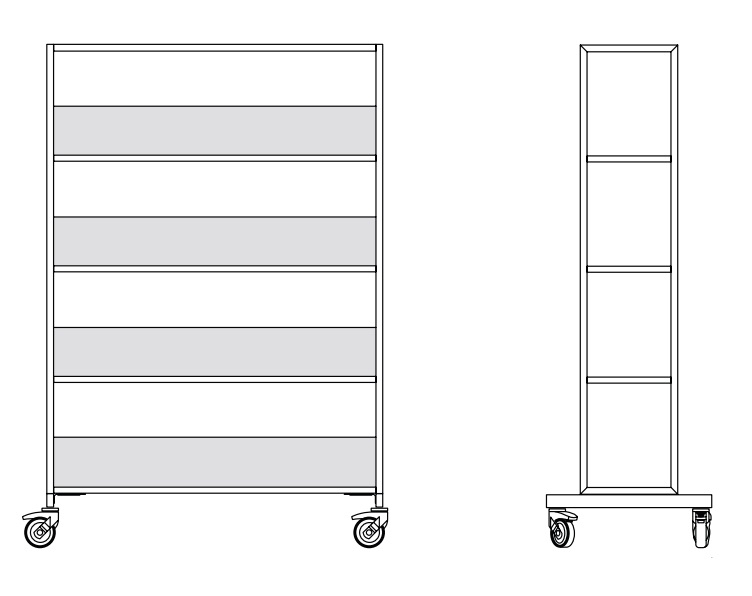Worklab Mobile Shelving Unit w/4 Fixed Shelves & Semiopen Back