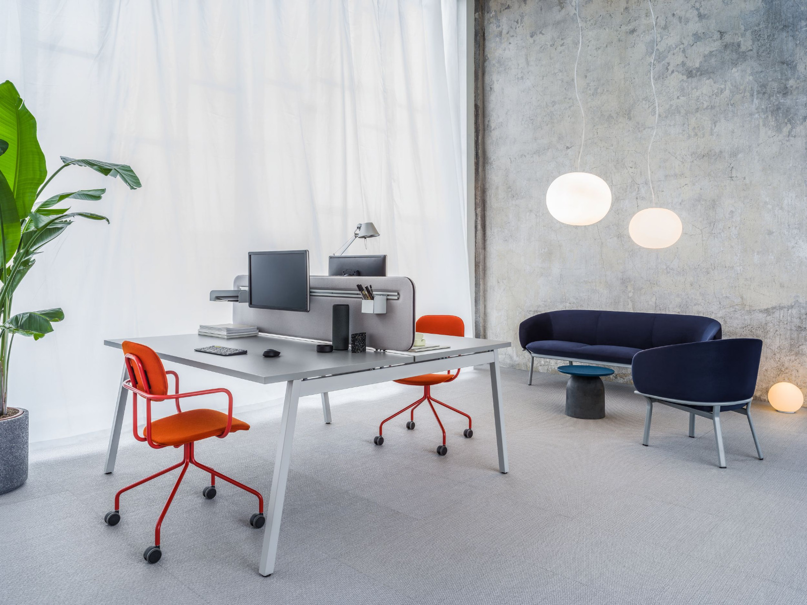 Ogi M Office Straight 2-Desk Bench