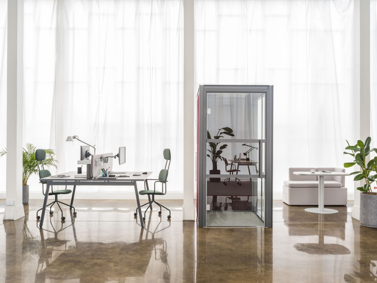 Ogi M Office Straight 2-Desk Bench