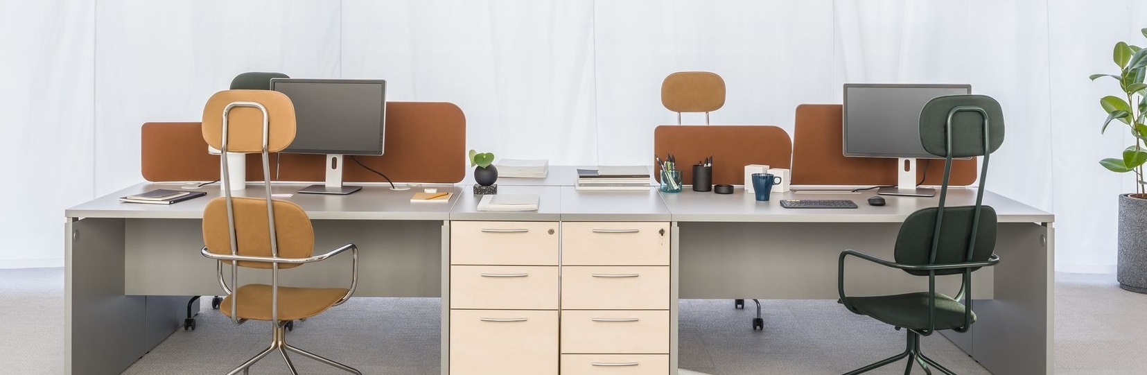 Twin Irregular Shape Acoustic Fabric Screen for Desk Bench