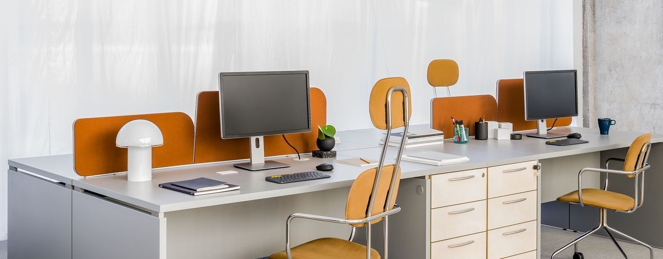 Twin Irregular Shape Acoustic Fabric Screen for Desk Bench
