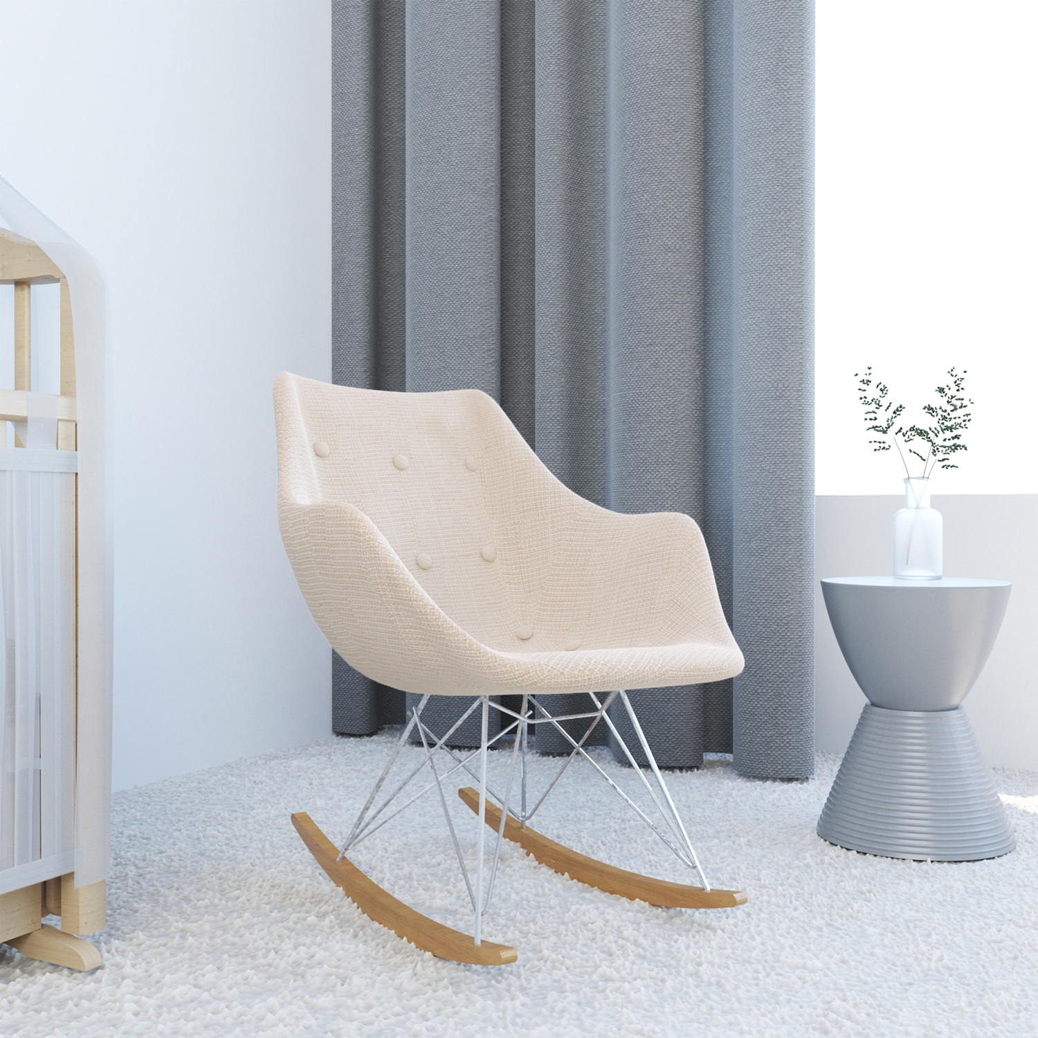 Willow Twill Polyester Fabric Rocking Chair