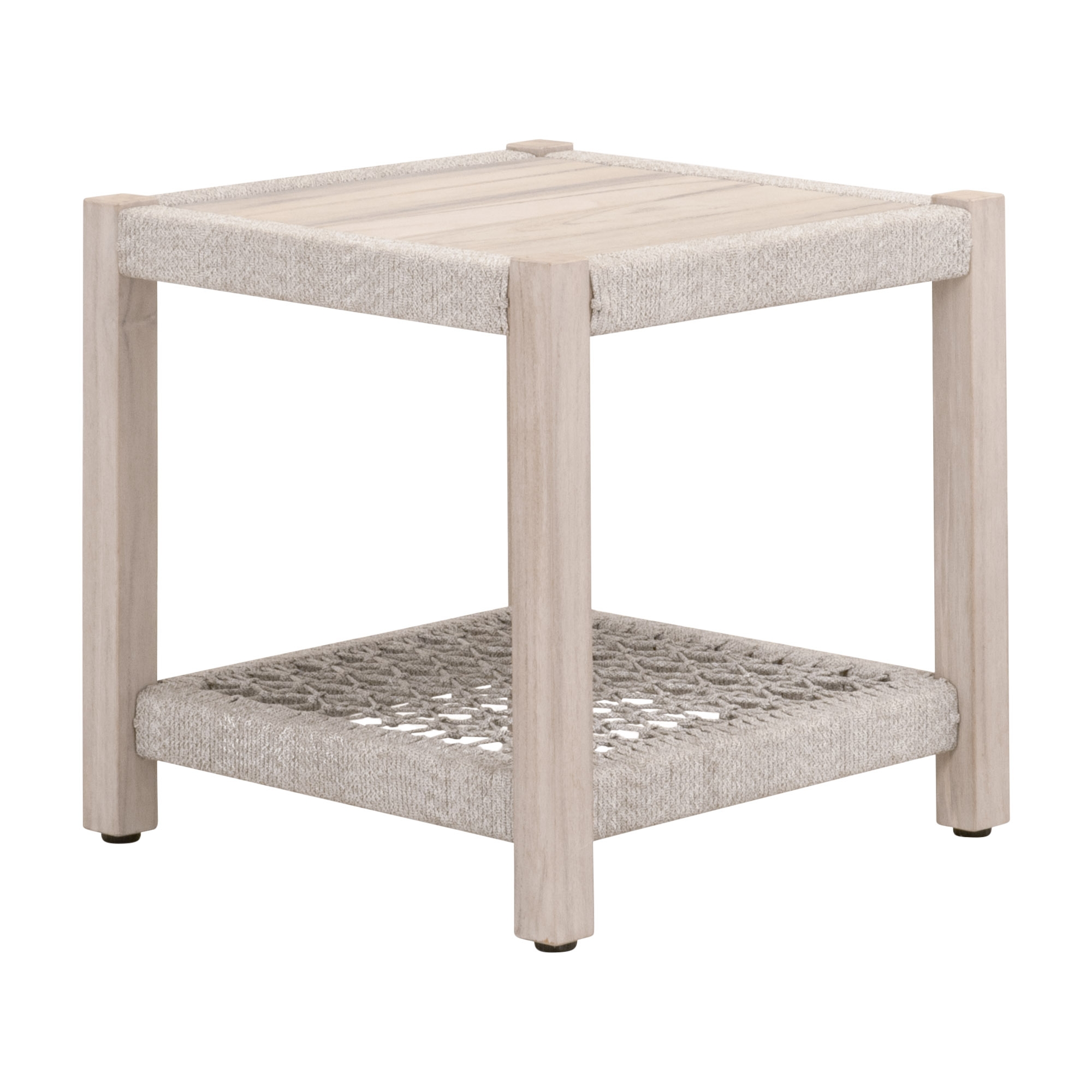 Wrap Wood/Rope Outdoor Square End Table