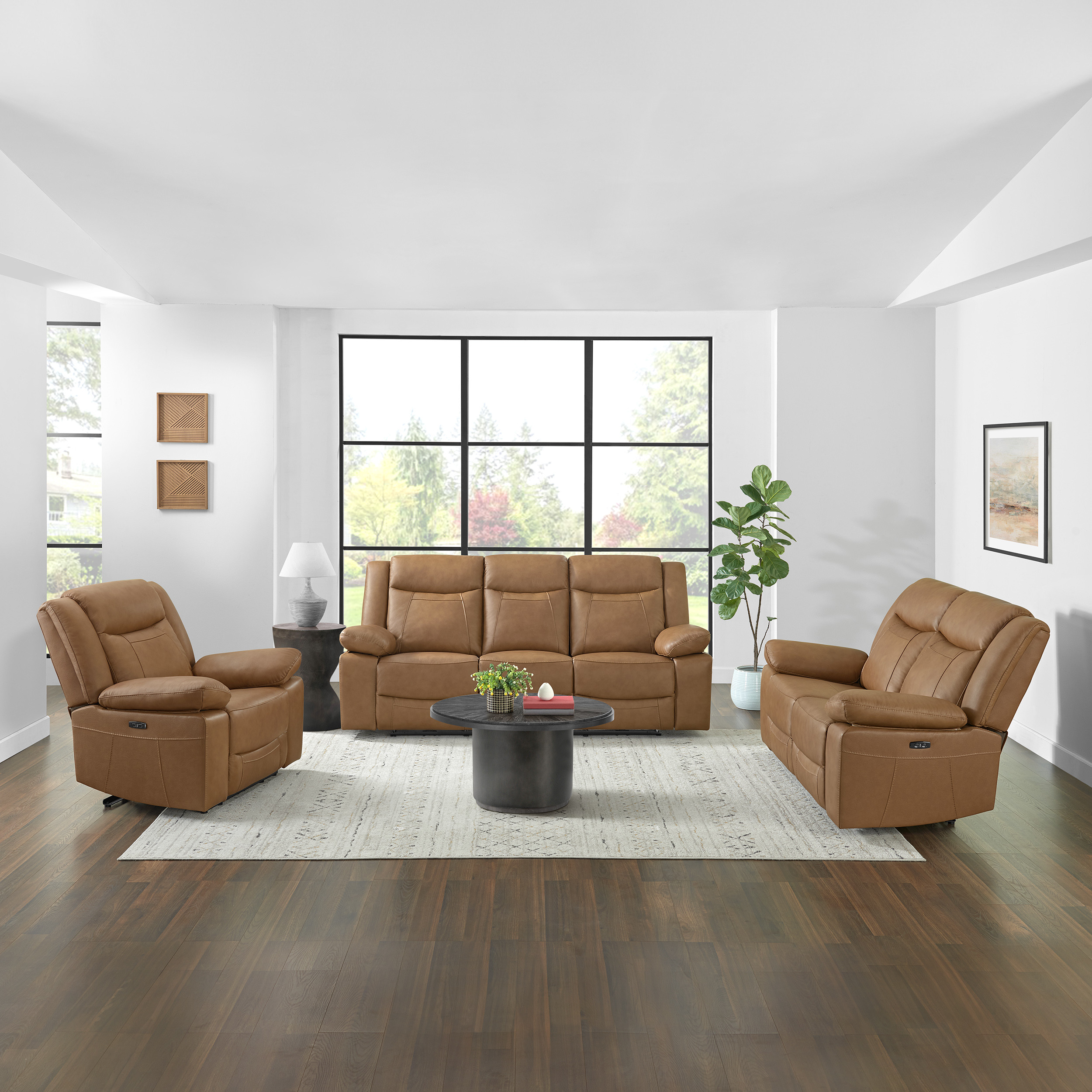 Wyatt Leather/PVC Power Reclining Living Room Set