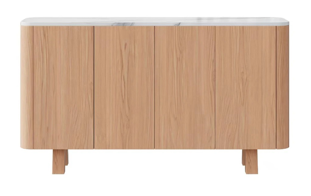 Wynter Marble/Wood 4-Door Storage Buffet