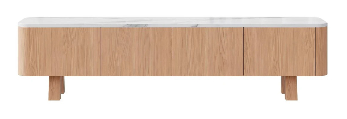 Wynter Wood 4-Door TV Stand with Marble Top