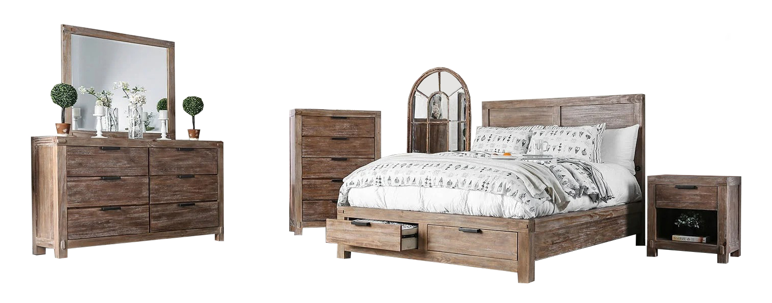 Wynton Wood Storage Platform Bedroom Set w/USB Charger