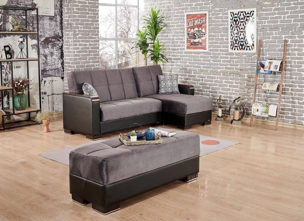 Armada X Fabric/PU Convertible L-Shaped Lounge Sectional Sofa