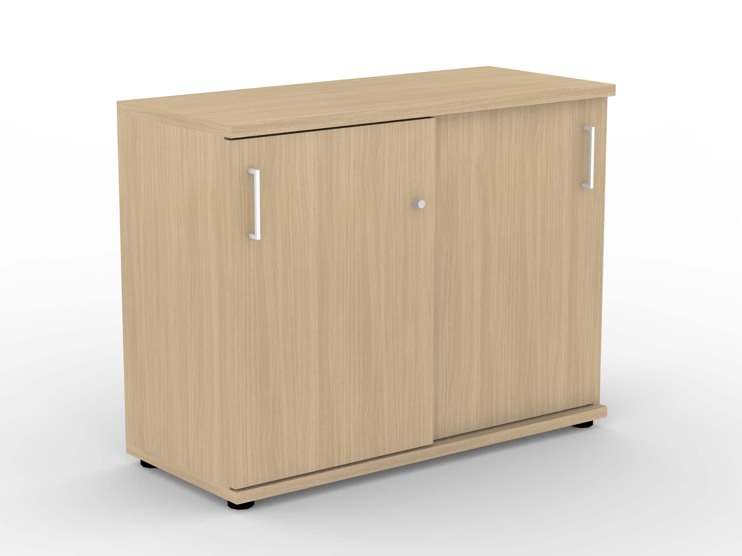 Uni Melamine Office Lockable Cabinet w/2 Sliding Doors & 2 Shelves