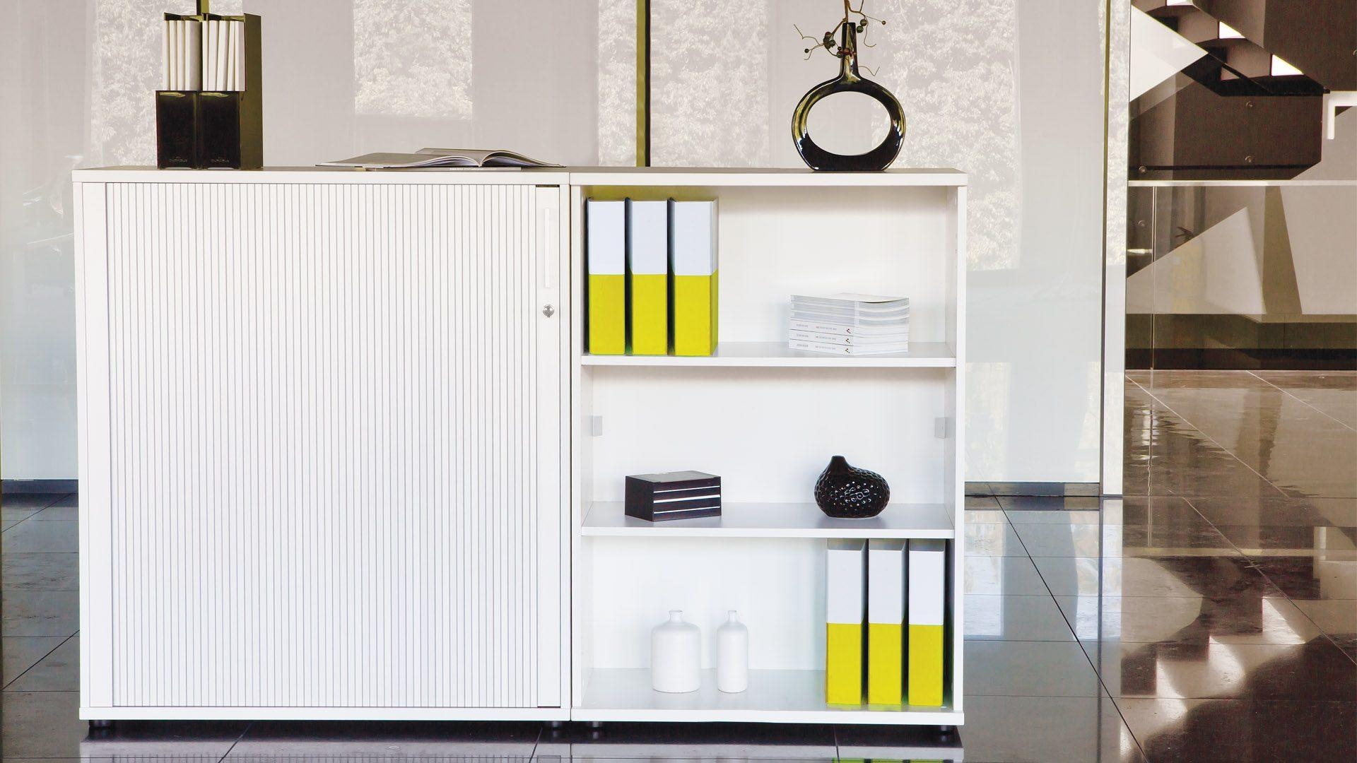 Uni Plus H44.1" Office Cabinet w/Tambour Lockable Door