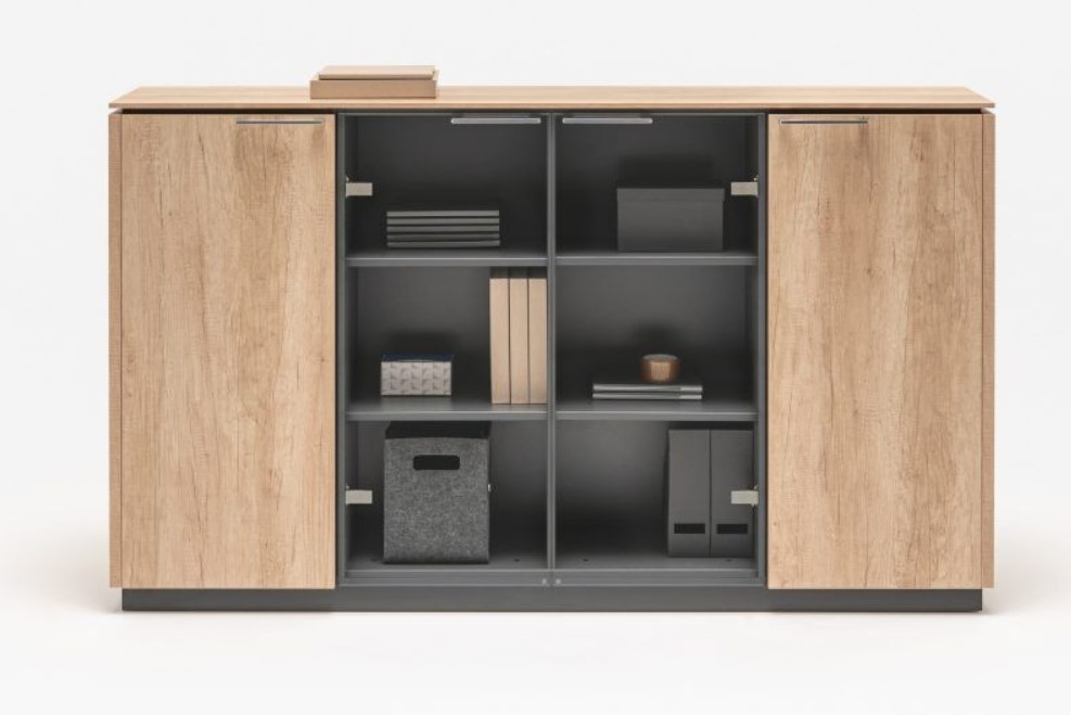 Status Office Cabinet w/Glass Doors & Shelves