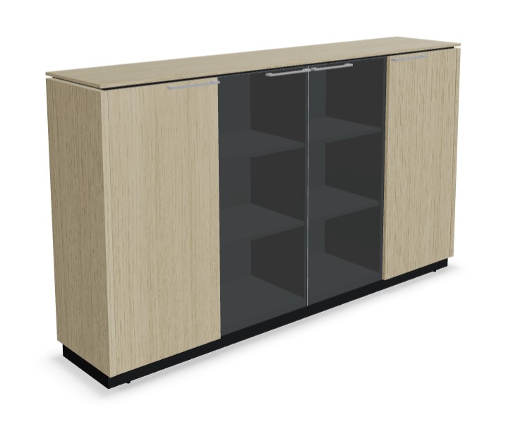Status Office Cabinet w/2 Doors, 2 Glass Doors & 6 Shelves