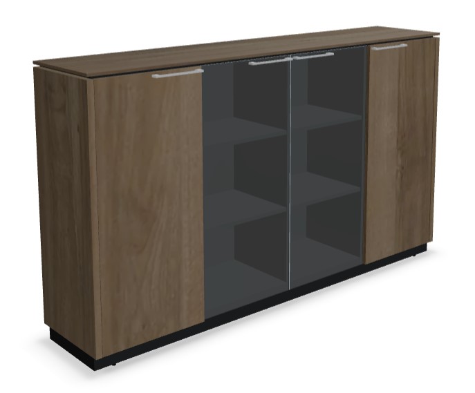Status Office Cabinet w/2 Doors, 2 Glass Doors & 6 Shelves