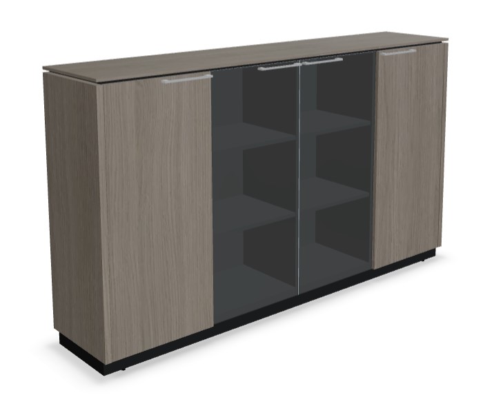 Status Office Cabinet w/2 Doors, 2 Glass Doors & 6 Shelves
