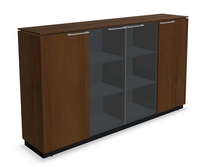 Status Office Cabinet w/2 Doors, 2 Glass Doors & 6 Shelves