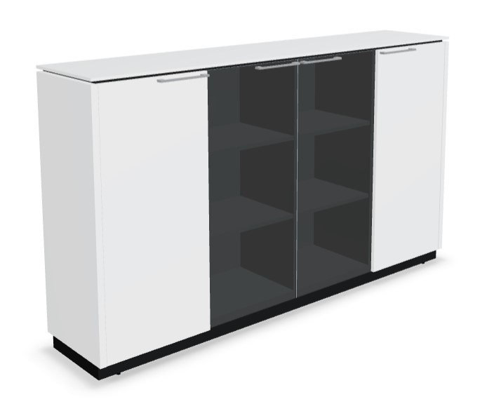 Status Office Cabinet w/2 Doors, 2 Glass Doors & 6 Shelves