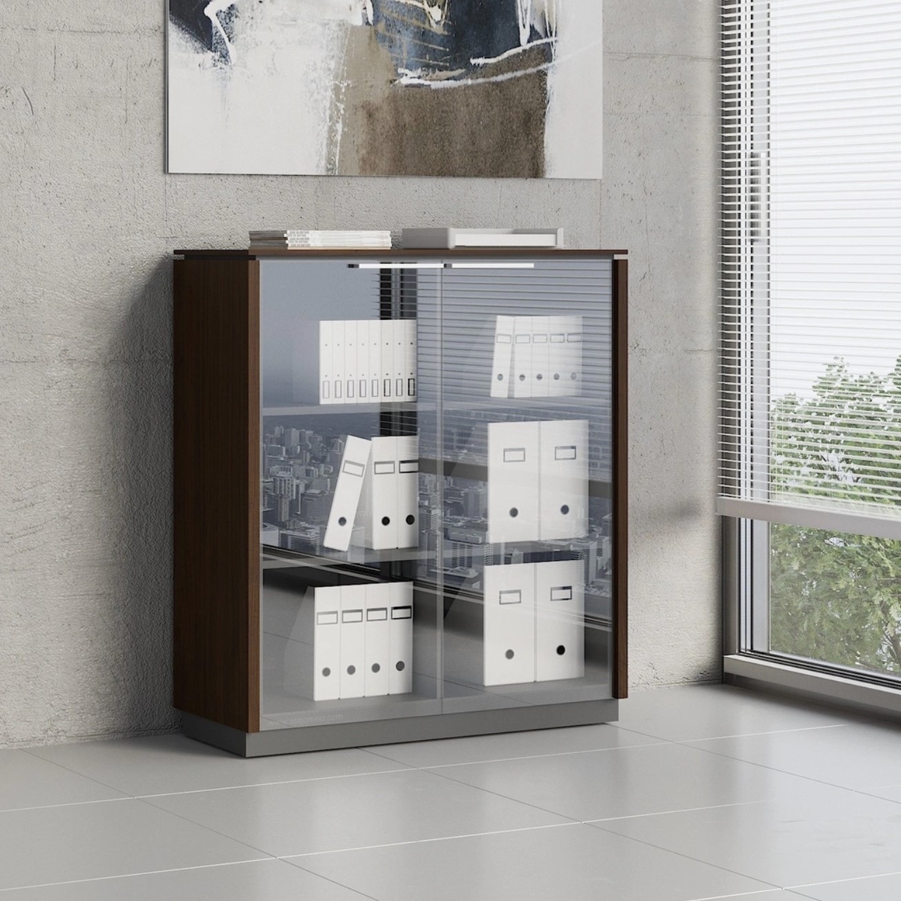 Status Office Cabinet w/Glass Doors & Shelves
