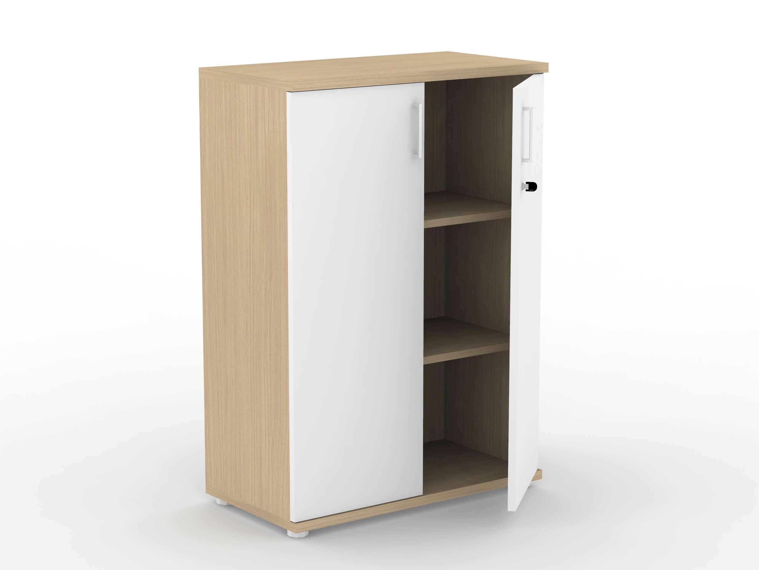 Uni Melamine Office Lockable Cabinet w/2 Shelves & 2 Doors