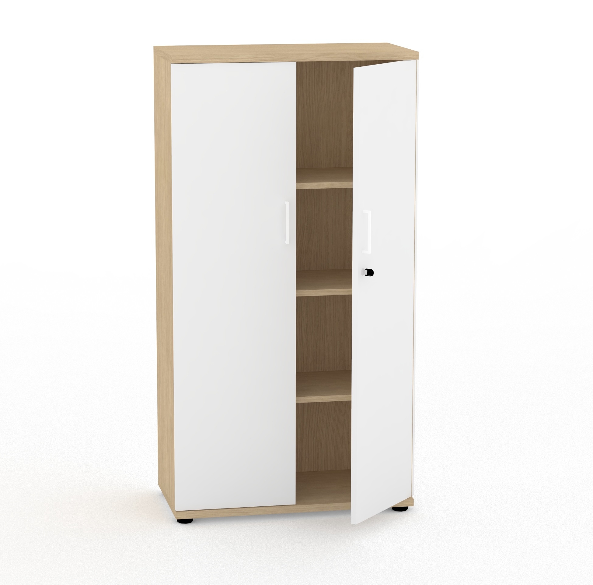 Uni Melamine Office Lockable Cabinet w/3 Shelves & 2 Doors