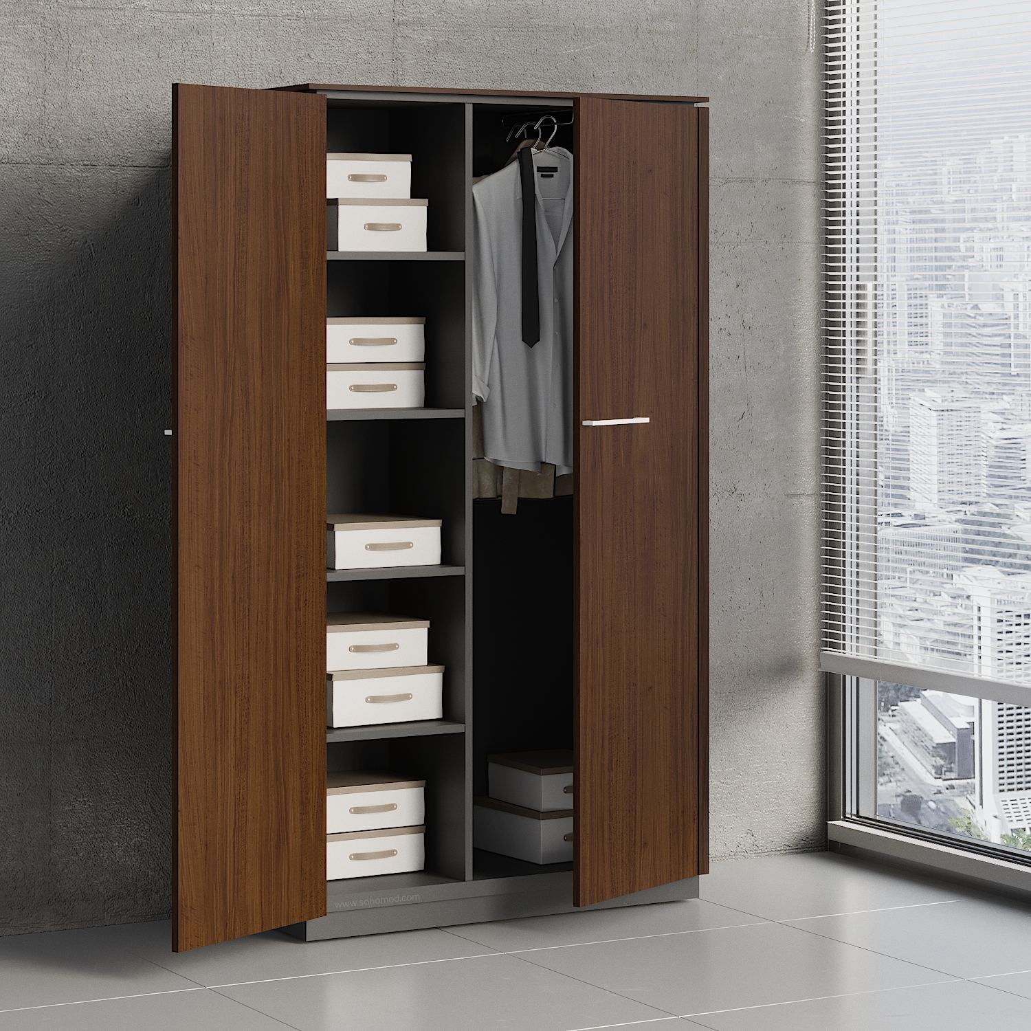 Status Office Wardrobe w/Storage Cabinet & Slide-Out Hanger