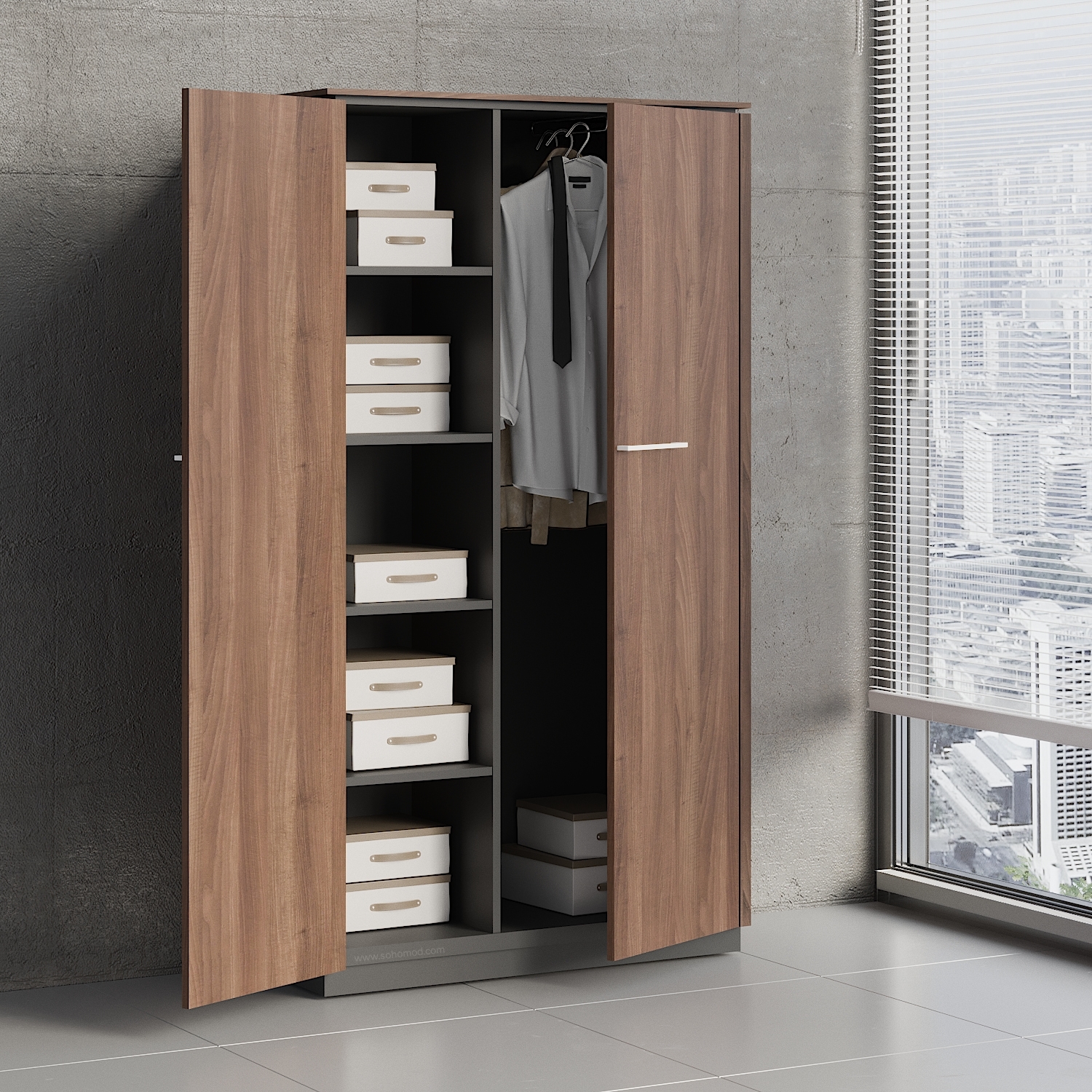 Status Office Wardrobe w/Storage Cabinet & Slide-Out Hanger