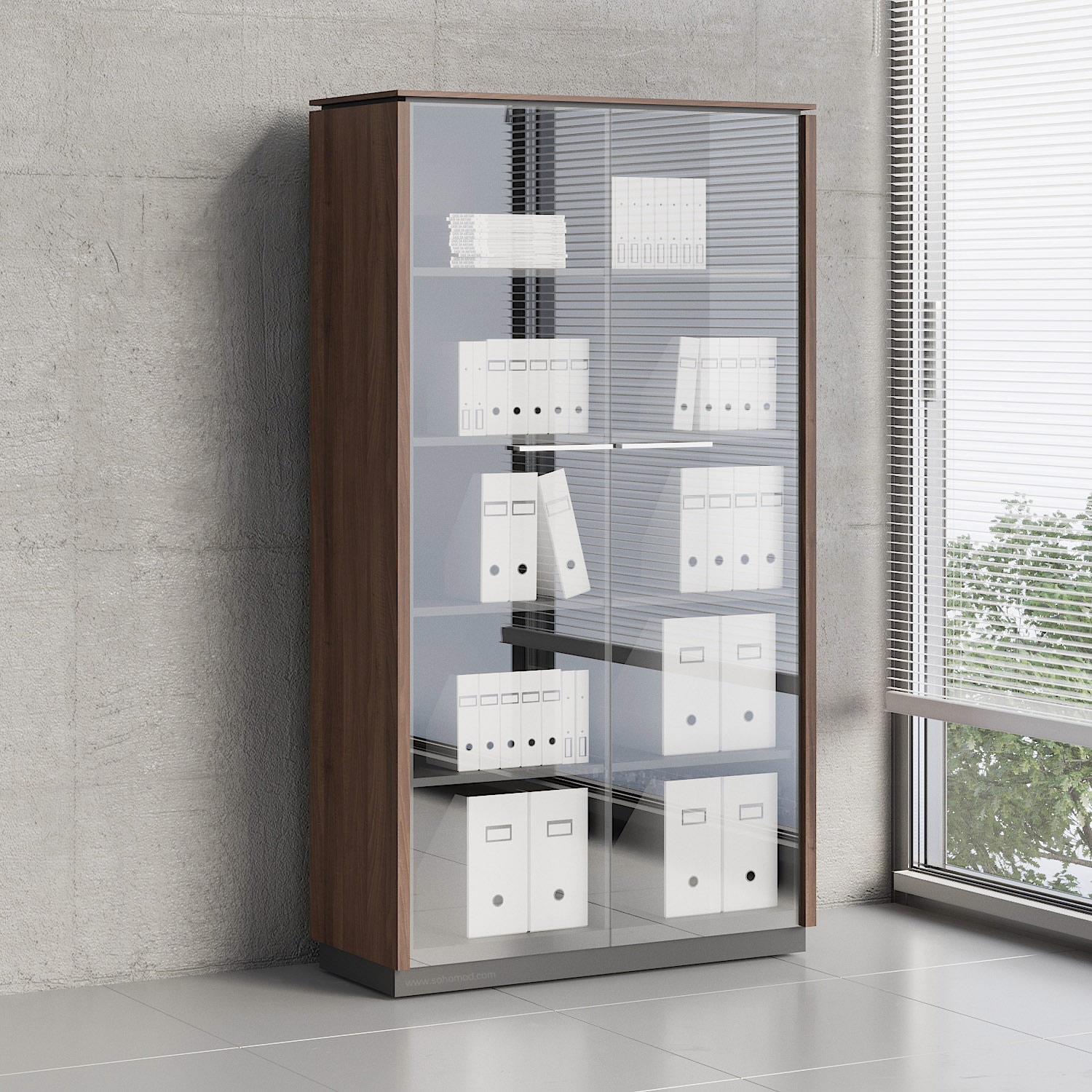 Status Office Cabinet w/Glass Doors & Shelves