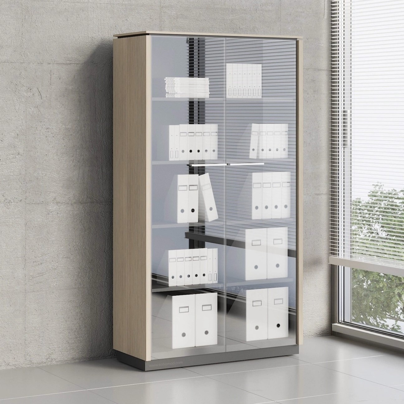 Status Office Cabinet w/Glass Doors & Shelves