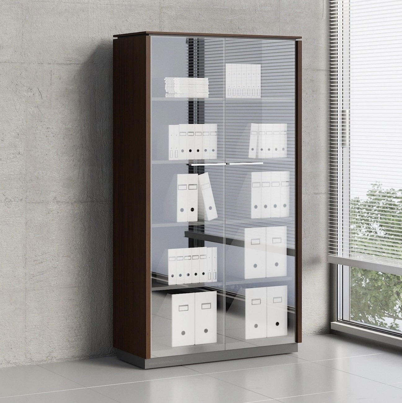 Status Office Cabinet w/Glass Doors & Shelves