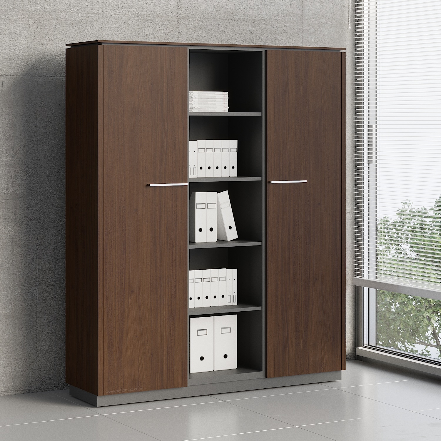 Status Office Half-Bookcase w/Doors & Open Shelves
