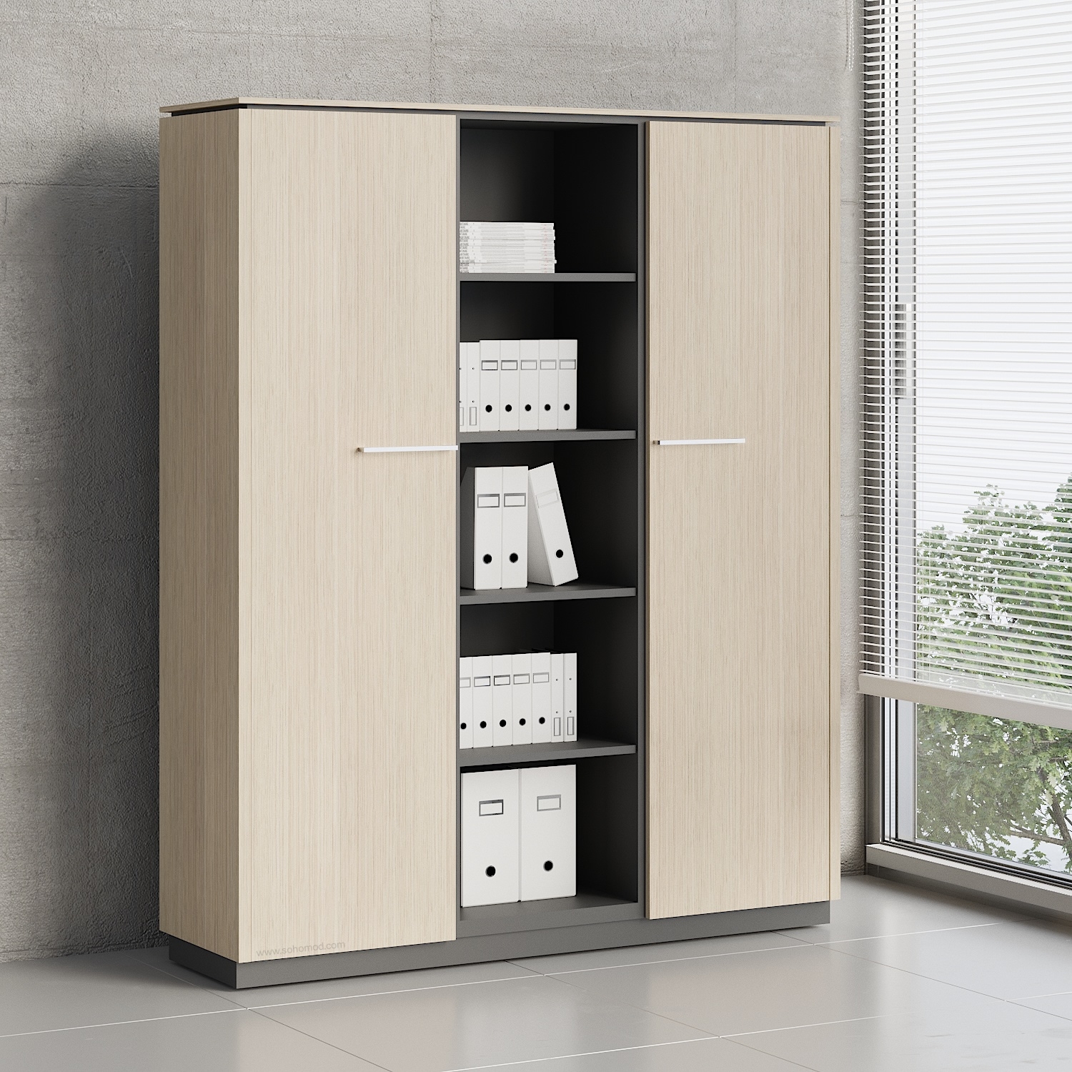 Status Office Half-Bookcase w/Doors & Open Shelves