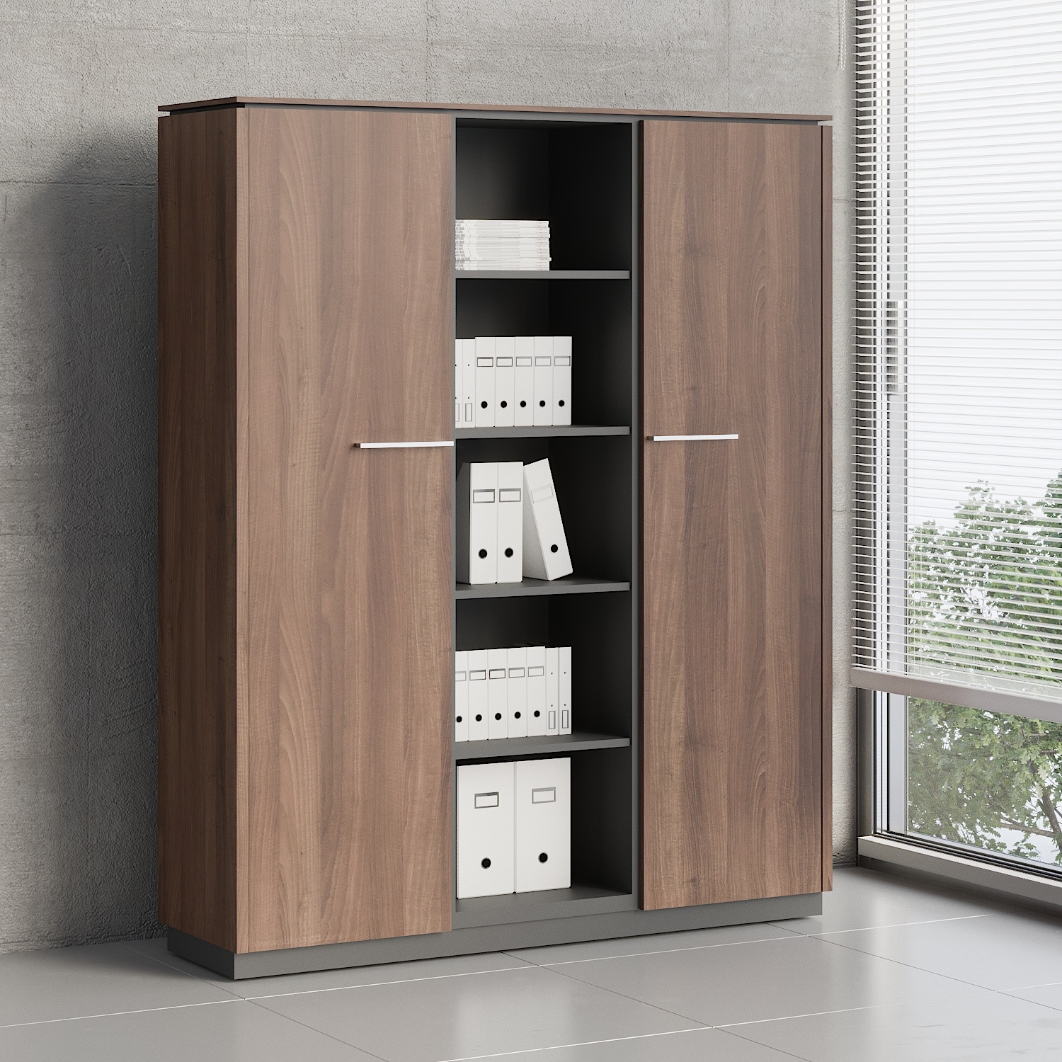 Status Office Half-Bookcase w/Doors & Open Shelves