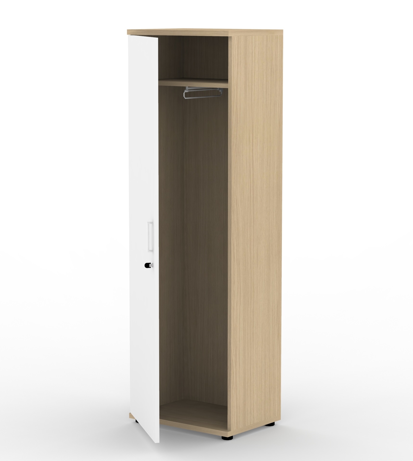Uni Melamine Office Lockable Wardrobe w/Door, Shelf & Metal Pull-Out Hanging Rail